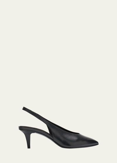 Loro Piana Rebecca Leather Slingback Pumps In 8000 Black