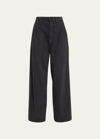 Mother The Quartet Breaker Flood Crop Pants In Faded Blac