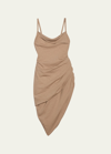 JACQUEMUS LA ROBE SAUDADE ASYMMETRIC DRAPED MINI DRESS