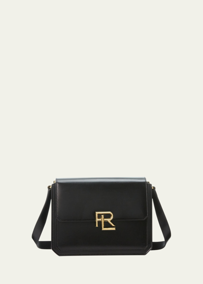 Ralph Lauren Rl 888 Flap Leather Crossbody Bag In Black