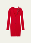 Jacquemus The Colin Asymmetric Long Sleeve Wool Blend Dress In Red