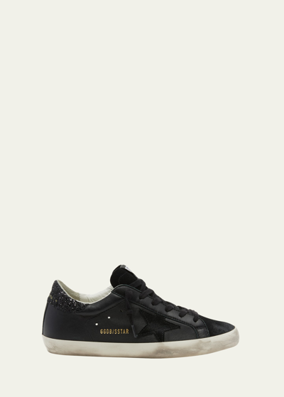 Golden Goose Superstar Leather Glitter Low-top Sneakers In Black