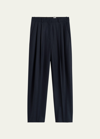 Totême Double-pleated Straight-leg Tailored Trousers In Navy