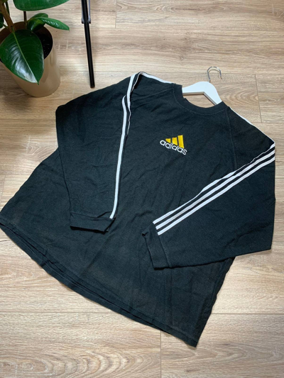 Pre-owned Adidas X Vintage Adidas Vintage Bootleg Sweatshirt Y2k Center Logo In Black