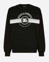 Dolce & Gabbana Logo-print Long-sleeved Cotton Sweatshirt In Black