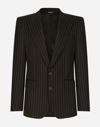 Dolce & Gabbana Single-breasted Pinstripe Stretch Wool Sicily-fit Suit In Multicolor