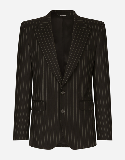 Dolce & Gabbana Single-breasted Pinstripe Stretch Wool Sicily-fit Suit In Multicolor