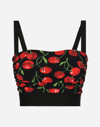 DOLCE & GABBANA CHERRY-PRINT TECHNICAL JERSEY TOP WITH STRAPS