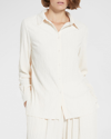 MAX MARA BUTTON-DOWN CRINKLED JERSEY SHIRT