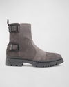 KARL LAGERFELD MEN'S LUG SOLE SUEDE ENGINEER BOOTS