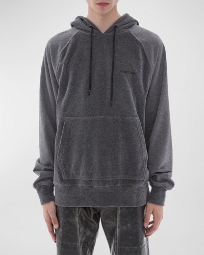 Helmut Lang Men's Corduroy Raglan Hoodie In Grey Melange