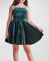 Un Deux Trois Girl's Velvet A-line Dress In Green
