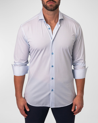 Maceoo Einstein Micropattern Stretch Contemporary Fit Button-up Shirt In White