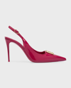 Dolce & Gabbana Dg Logo Patent Leather Slingback Pumps In 8i484 Cyclamen