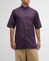 Maison Margiela Men's Solid Cotton Sport Shirt In Purple