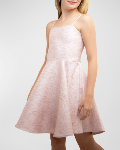 Un Deux Trois Kids' Girl's Jacquard A-line Dress In Pink