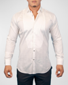 Maceoo Fibonacci Angled Lines Regular Fit Cotton Button-up Shirt In White