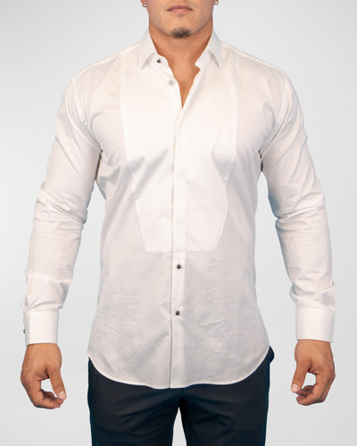 Maceoo Fibonacci Angled Lines Regular Fit Cotton Button-up Shirt In White