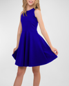 Un Deux Trois Girl's Sleeveless Fit-and-flare Dress In Royal Blue
