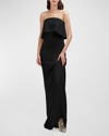 CARESTE CHIARA STRAPLESS SILK COLUMN GOWN