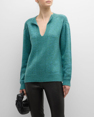 Naadam Ribbed Wool-cashmere Knit Tunic In Teal