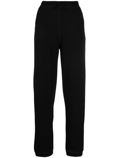 Ganni Embroidered-logo Track Pants In Black