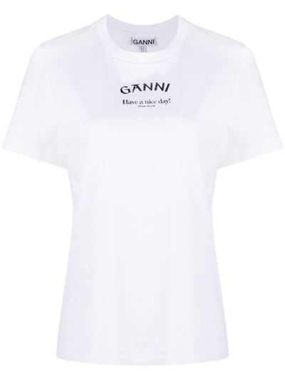 Ganni Relaxed O-neck T-shirt – 亮白 In White