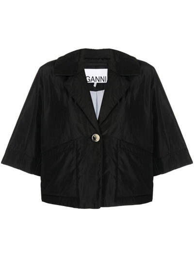 Ganni Summer Tech Padded Jacket In Black