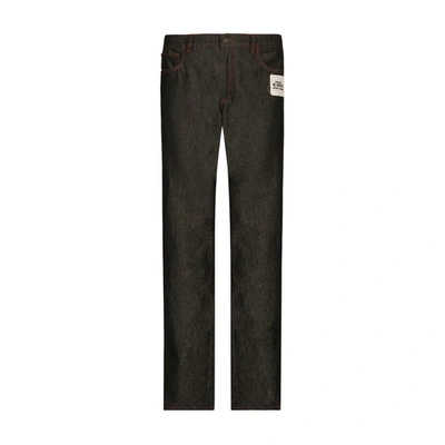 Dolce & Gabbana Double-face Denim And Flannel Pants In Grey