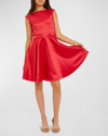 Un Deux Trois Kids' Girl's Cap Sleeve A-line Dress In Red