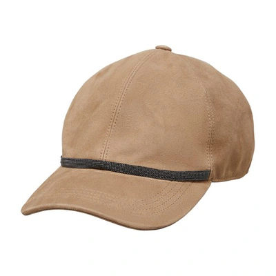 Brunello Cucinelli Monili-band Suede Baseball Cap In Brown