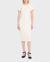 VICTORIA BECKHAM T-SHIRT FITTED MIDI DRESS WITH BACK ZIPPER