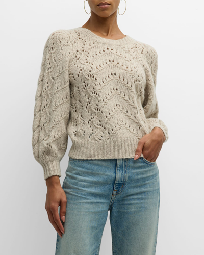 Autumn Cashmere Embellished Cable-knit Cashmere-blend Sweater In Grey