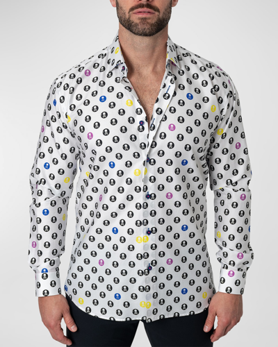 Maceoo Fibonacci Regular Fit Skullcircle White Button-up Shirt