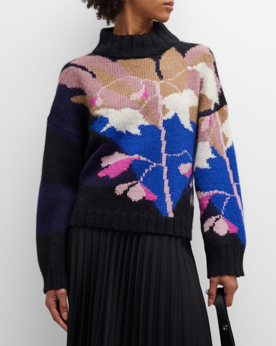 Eleven Six Bailey Mock-neck Abstract Intarsia Sweater In Multicolor