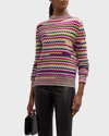 HAPPY SHEEP STRIPED MOCK-NECK WOOL-CASHMERE SWEATER