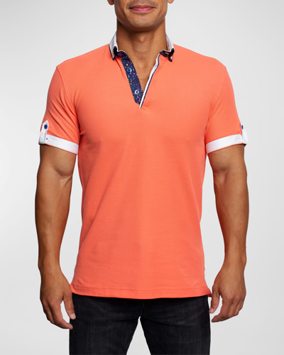 Maceoo Mozart Coral Short Sleeve Cotton Polo In Pink