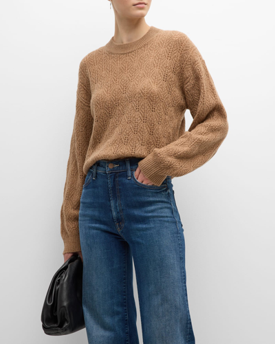 Naadam Pointelle-knit Wool-cashmere Sweater In Caramel