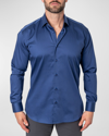 Maceoo Fibonacci Storm Blue Regular Fit Button-up Shirt In Blue