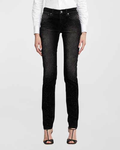 Ralph Lauren 105 Strass Embellished Skinny-leg Jeans In Gloss Black