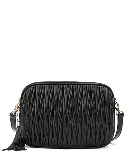 Tiffany & Fred Pleated Leather Messenger Bag In Black