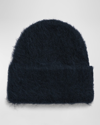 Totême Black Alpaca Knit Beanie In Black
