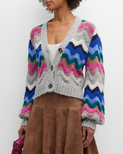 Eleven Six Camila Button-down Chevron Cardigan In Multi Color