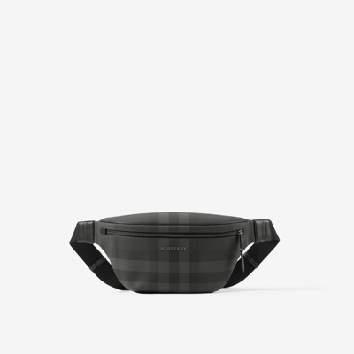 Burberry Cason Checked Belt Bag In Charcoal