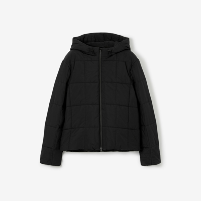 Burberry Quilted Nylon Hooded Jacket In Black