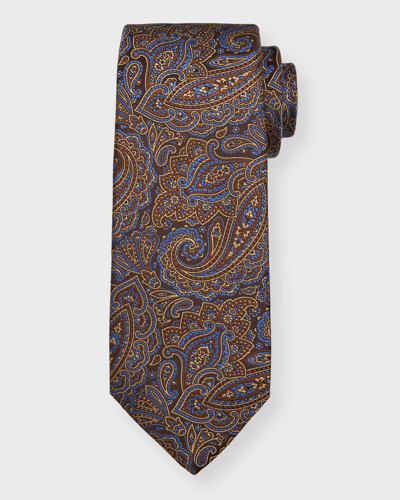 Isaia Men's Paisley Jacquard Silk Tie In Brown