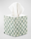 Mackenzie-childs Sterling Check Lacquer Boutique Tissue Box Cover