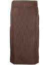 MARINE SERRE BROWN REGENERATED MOIRÉ PENCIL SKIRT