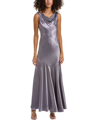 Nicholas Senie Cowl Neck Gown With Side Slit In Metallic