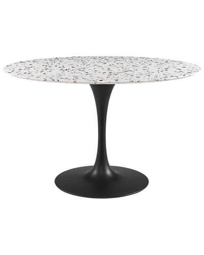 Modway Lippa 47in Round Terrazzo Dining Table In Black